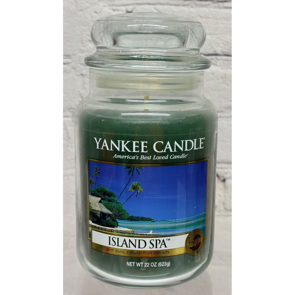 New Yankee Candle Island Spa Scented 22oz Glass Large Jar Lid Green 1 Wick